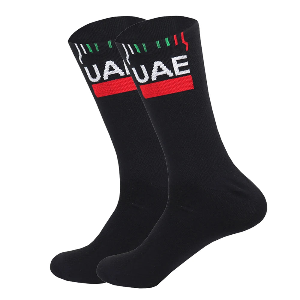 New White FDJ Team Cycling Socks Non Slip Soccer Socks Cushioned Breathable for Running Yoga Basketball Bike Sports Grip Socks