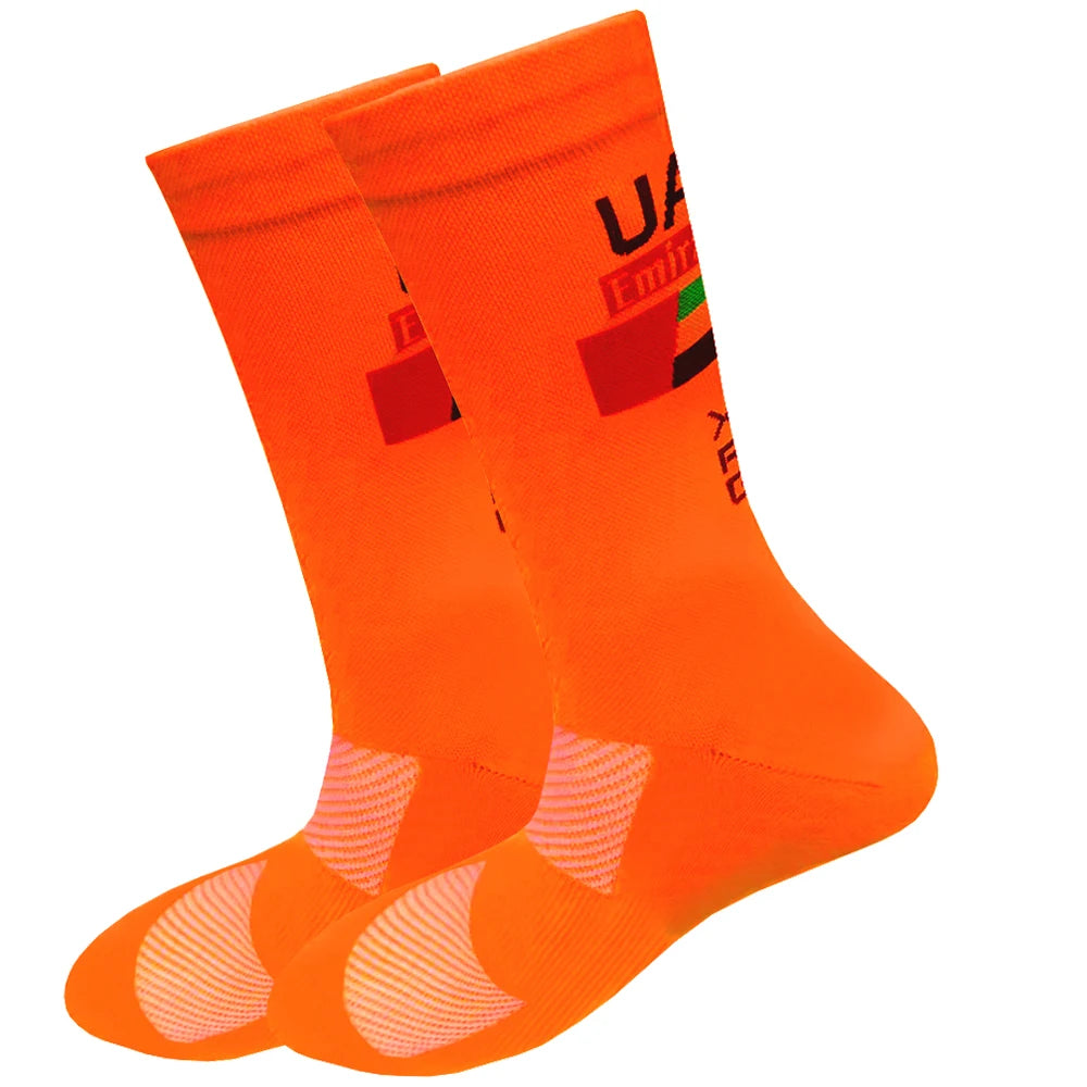 New White FDJ Team Cycling Socks Non Slip Soccer Socks Cushioned Breathable for Running Yoga Basketball Bike Sports Grip Socks