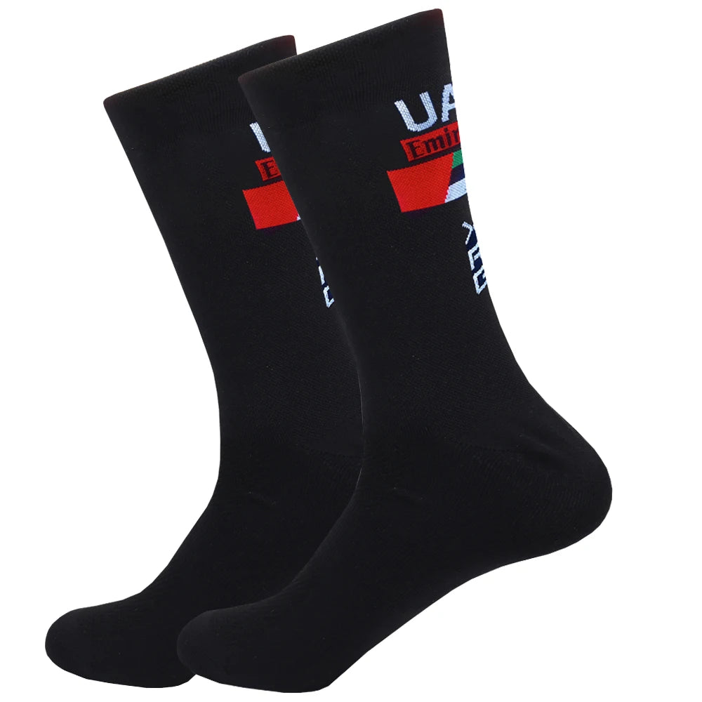 New White FDJ Team Cycling Socks Non Slip Soccer Socks Cushioned Breathable for Running Yoga Basketball Bike Sports Grip Socks