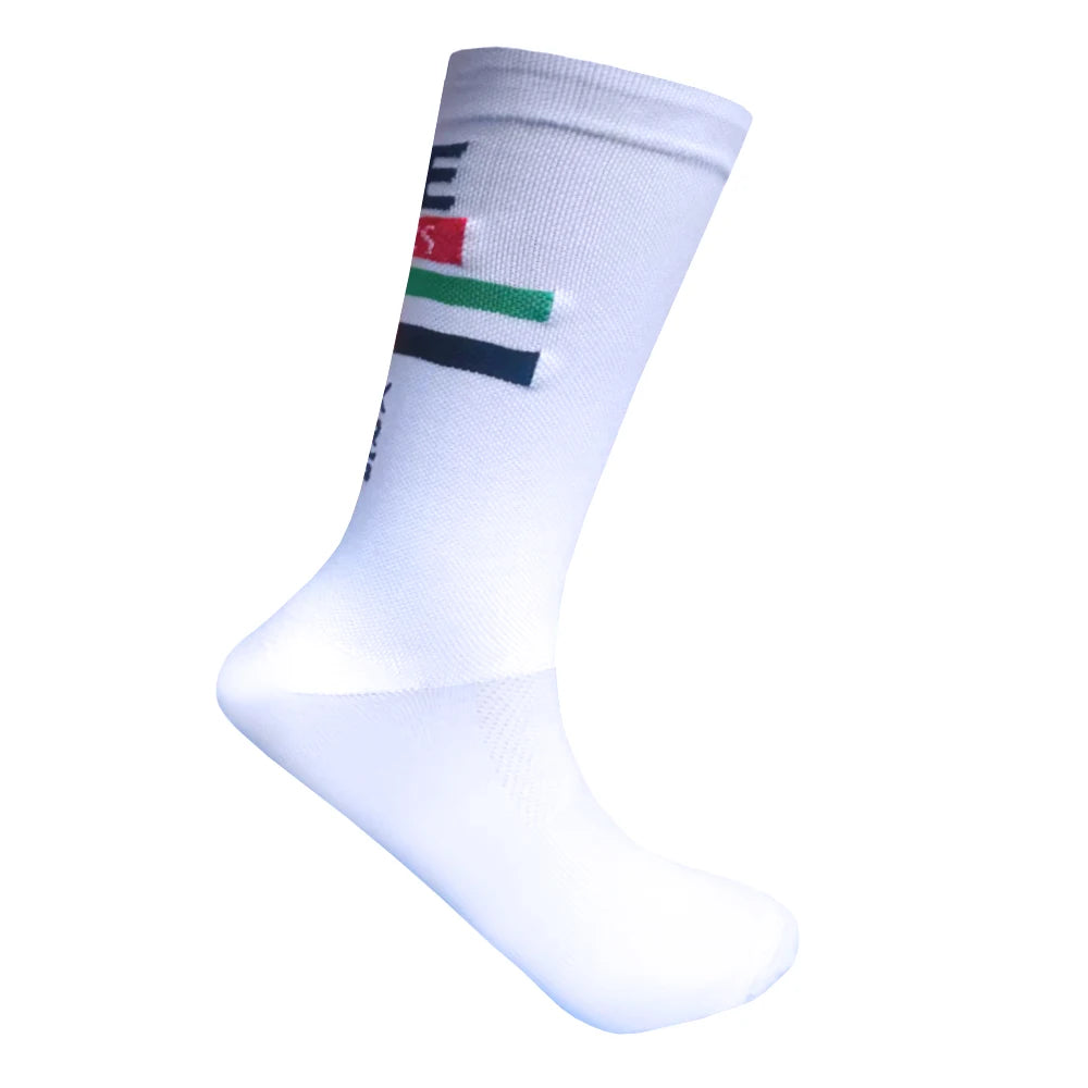 New White FDJ Team Cycling Socks Non Slip Soccer Socks Cushioned Breathable for Running Yoga Basketball Bike Sports Grip Socks