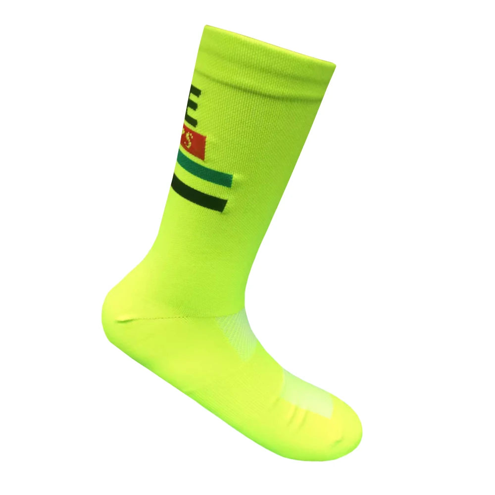 New White FDJ Team Cycling Socks Non Slip Soccer Socks Cushioned Breathable for Running Yoga Basketball Bike Sports Grip Socks