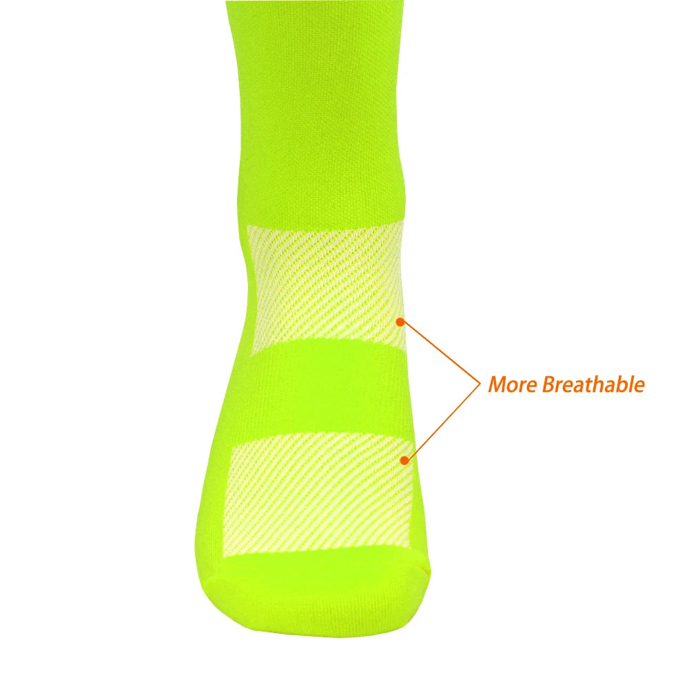 New White FDJ Team Cycling Socks Non Slip Soccer Socks Cushioned Breathable for Running Yoga Basketball Bike Sports Grip Socks