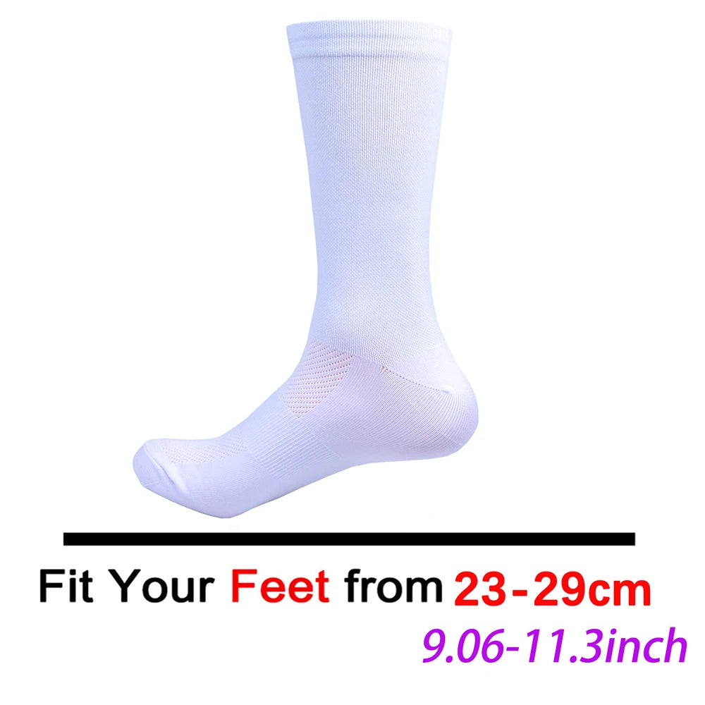 New White FDJ Team Cycling Socks Non Slip Soccer Socks Cushioned Breathable for Running Yoga Basketball Bike Sports Grip Socks