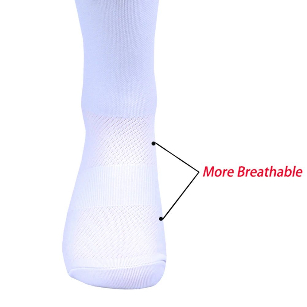 New White FDJ Team Cycling Socks Non Slip Soccer Socks Cushioned Breathable for Running Yoga Basketball Bike Sports Grip Socks