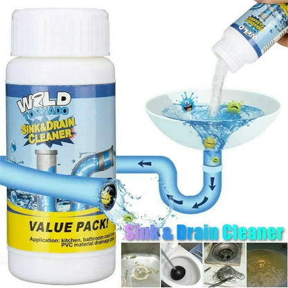 Wild Tornado Powerful Sink & Drain Cleaner High Efficiency - Clog Remover Kitchen Sewer Power Pipe Channel Powder